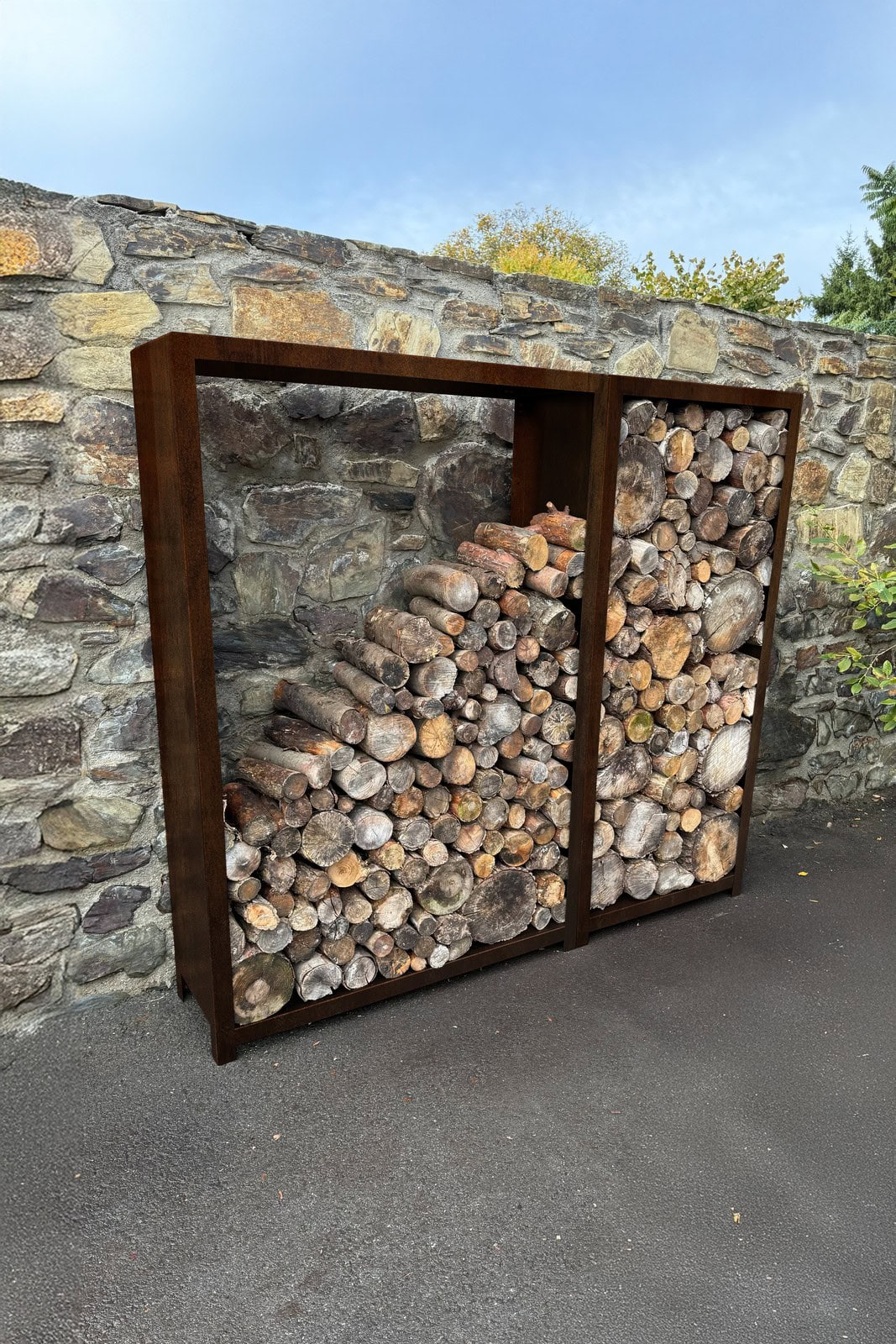 uloziste palivoveho dreva z cortenu