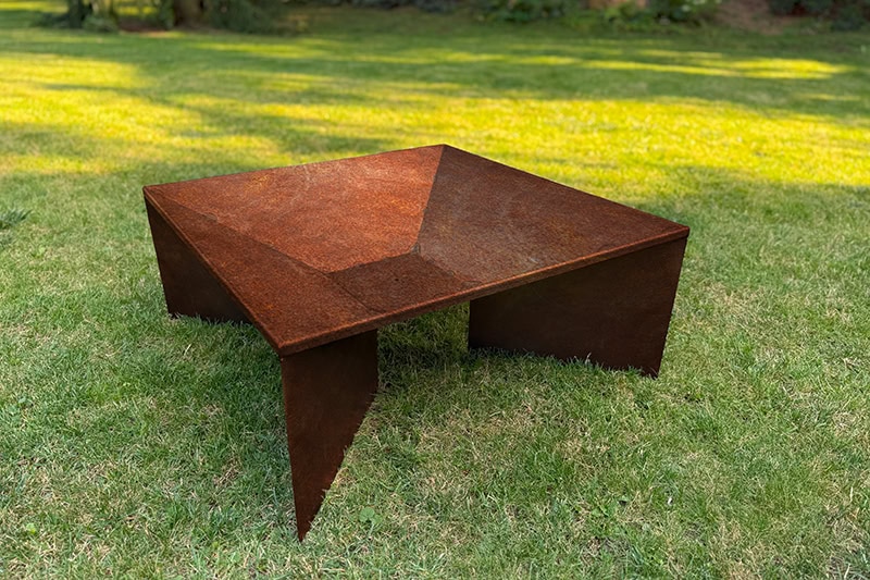 venkovni ohniste corten ctvercove focus 1017 70x70x30 cm na zahrade